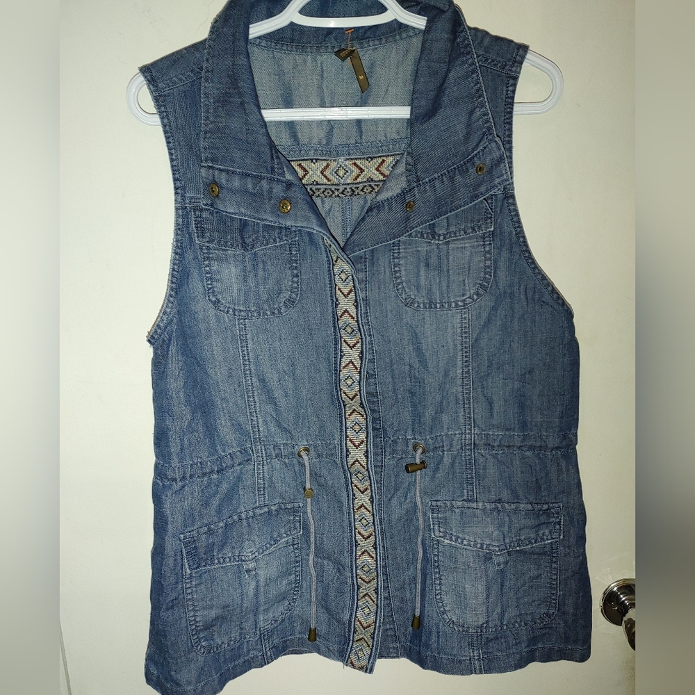 Stetson Denim Cargo Snap Applique Vest Sz.Med